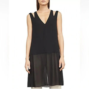 BCBGMAXAZRIA | Black Kadie Cutout Shoulders Front Slit Tunic/Dress Size XS